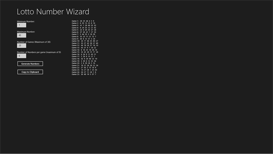 Lotto Number Wizard screenshot 1