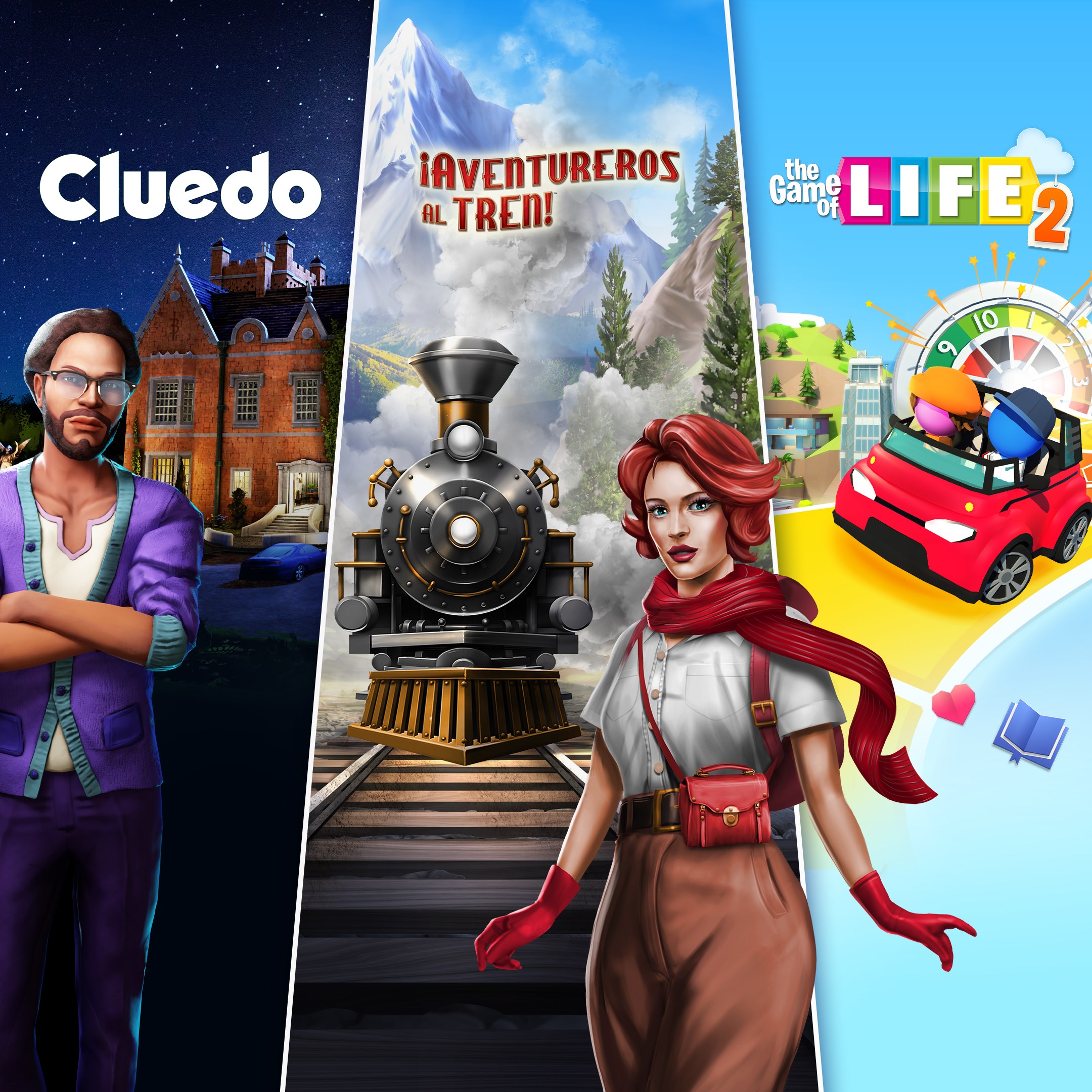 Ticket to Ride®, Cluedo y The Game of Life 2 – Paquete de Juegos de Mesa Clásicos