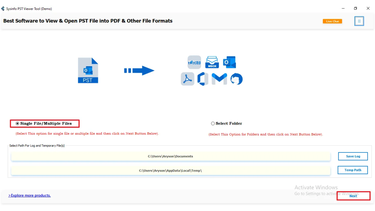 Snapshot 2 of SysInfo PST Viewer Tool