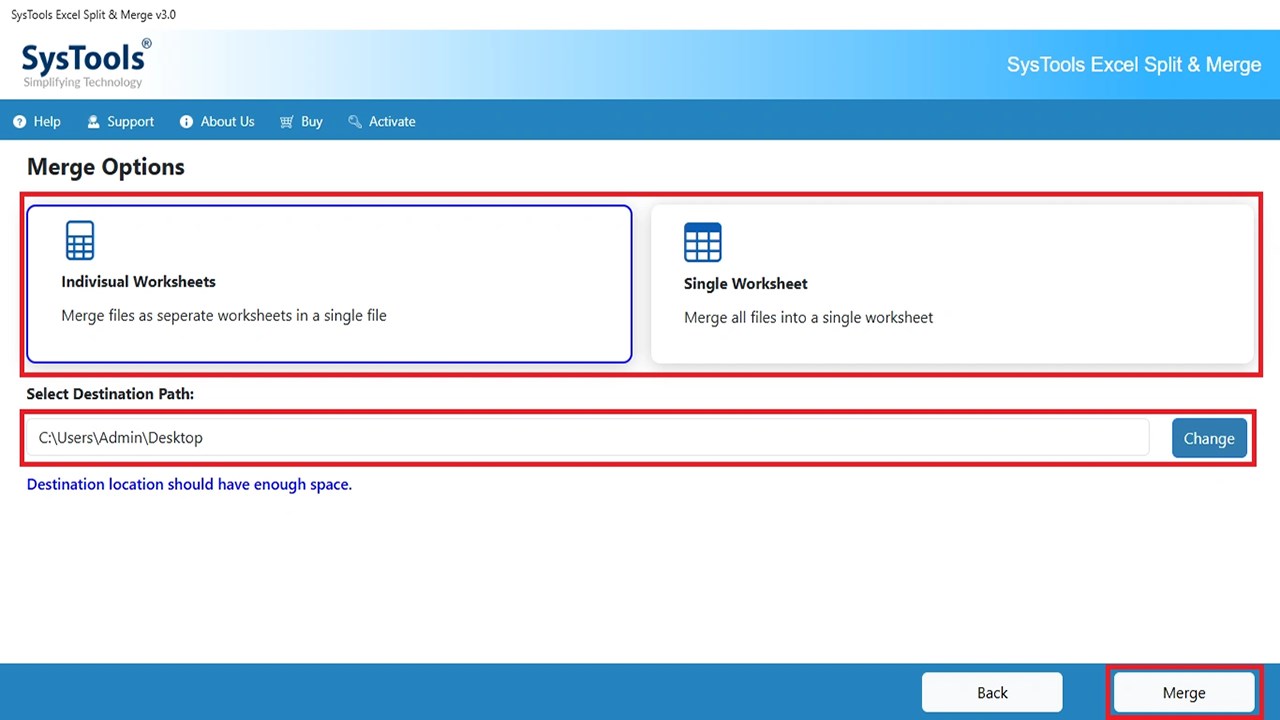 Snapshot 4 of SysTools for Excel Merger Tool