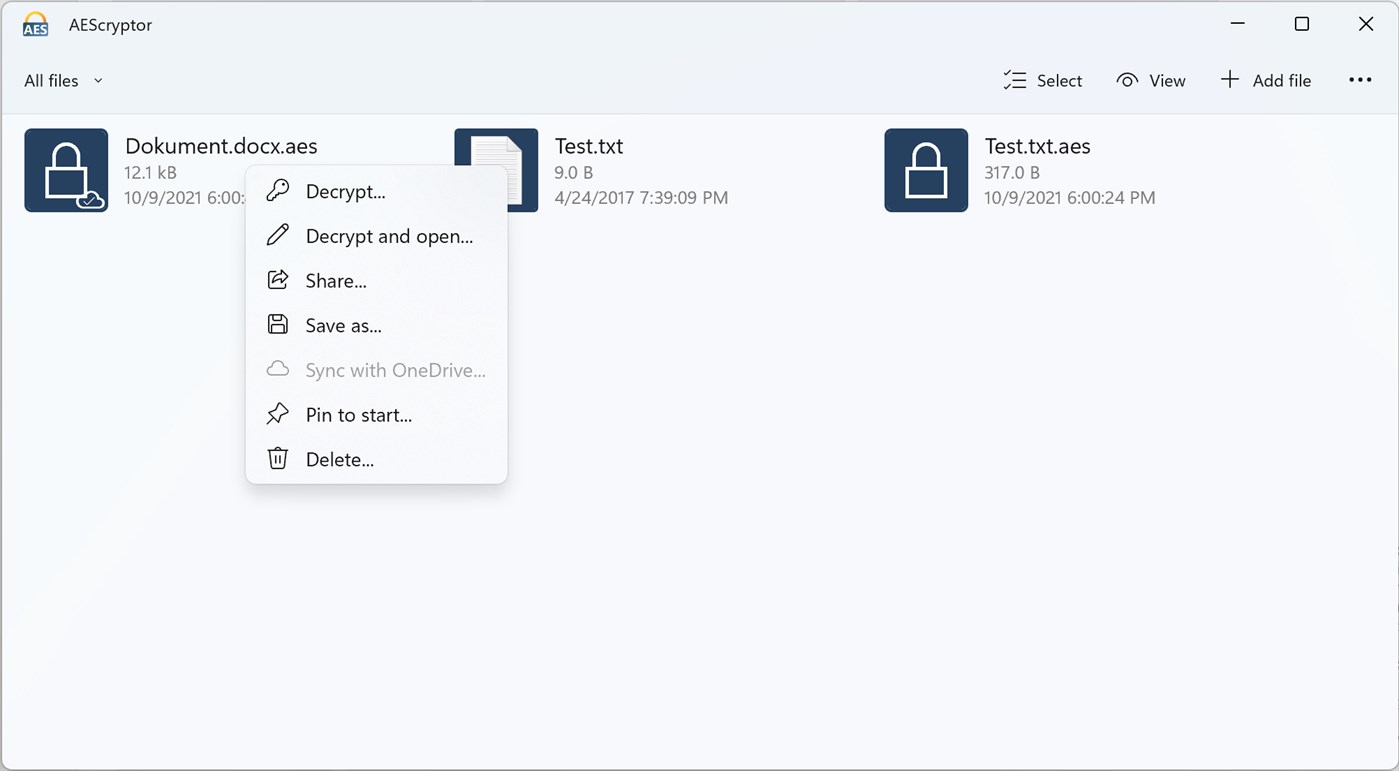 #3. AEScryptor (Windows) โดย: Arno Klenke