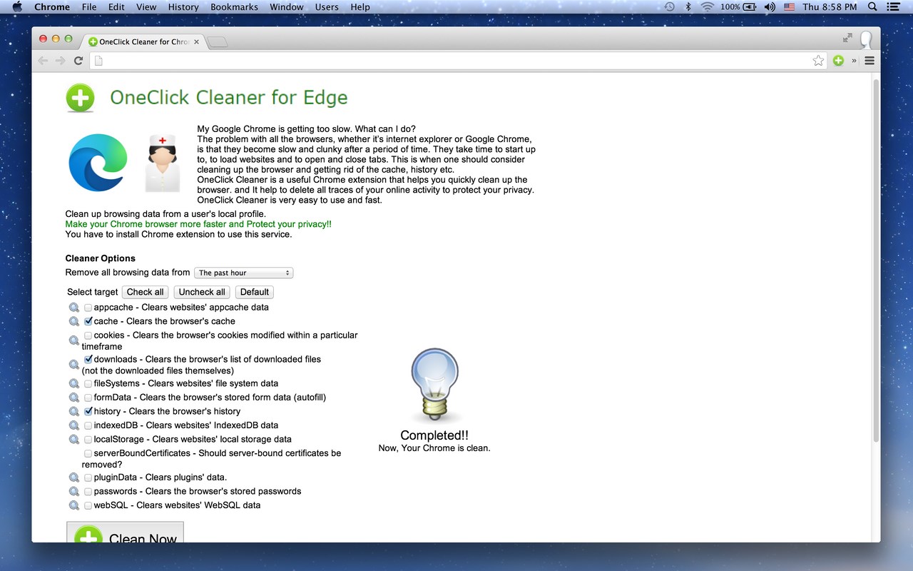 OneClick Cleaner for Edge