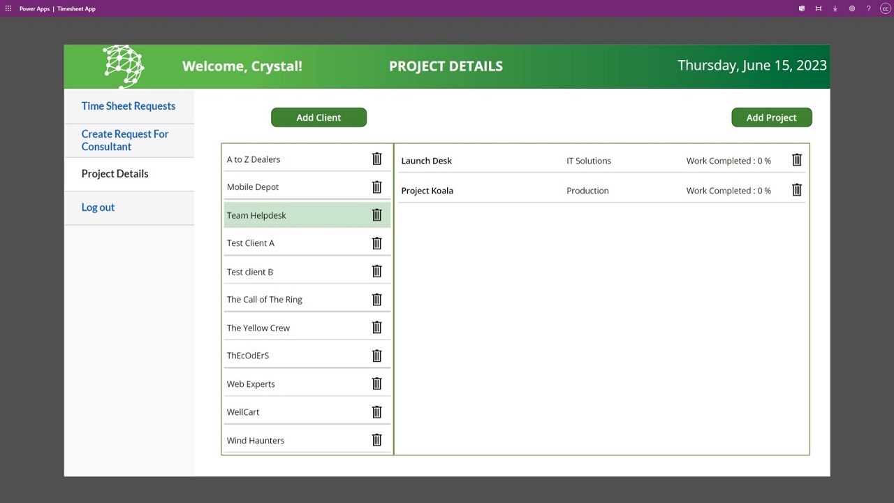 Snapshot 4 of Timesheet App