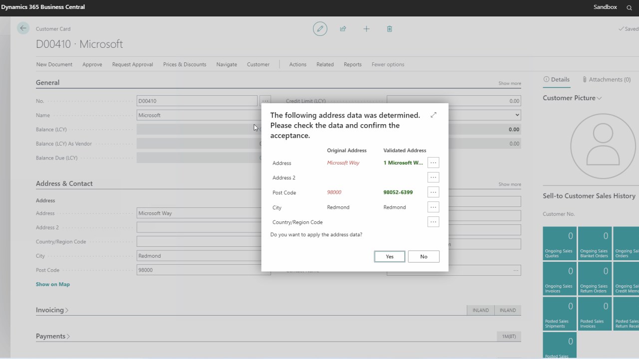 Snapshot 2 of 365 business Address Validation