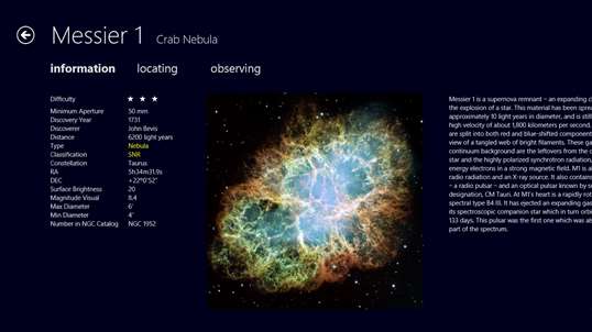 Messier Catalog screenshot 2