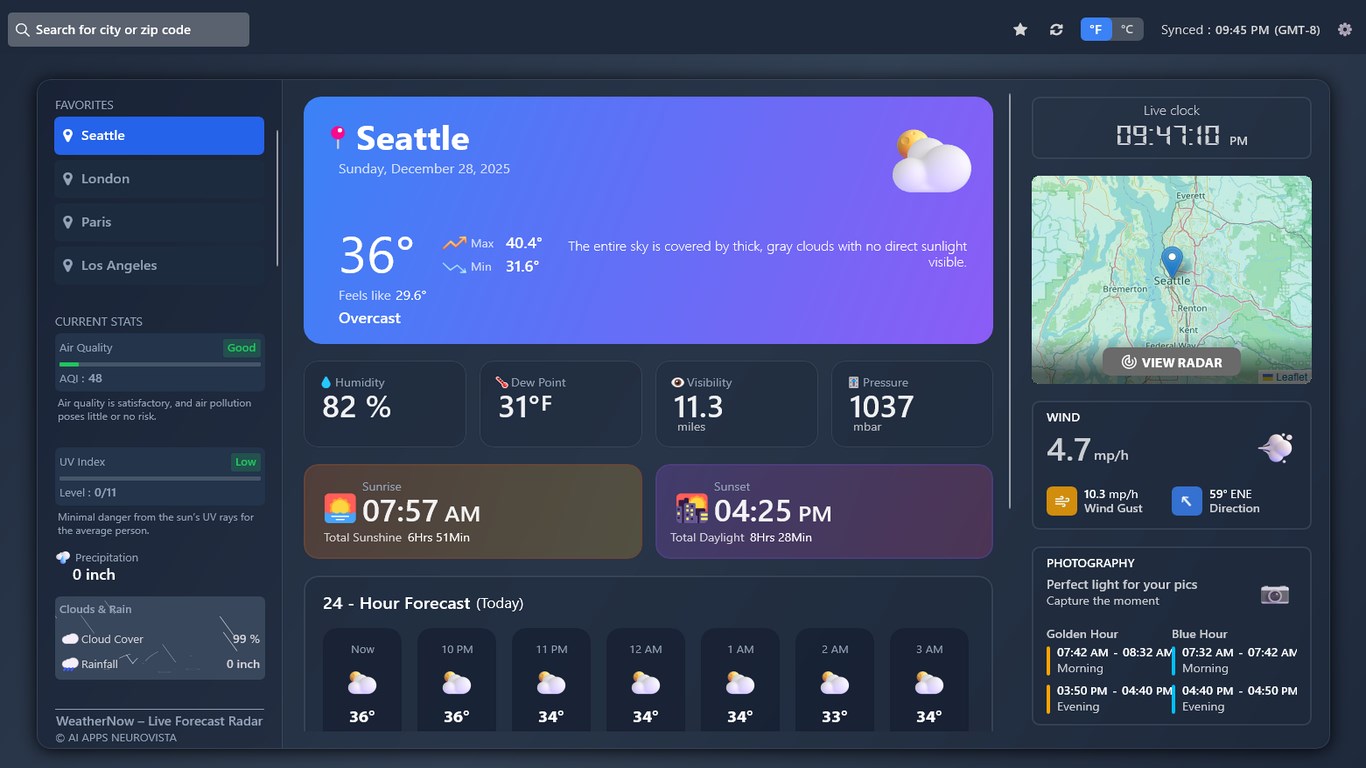 WeatherNow – Live Forecast Radar screenshot