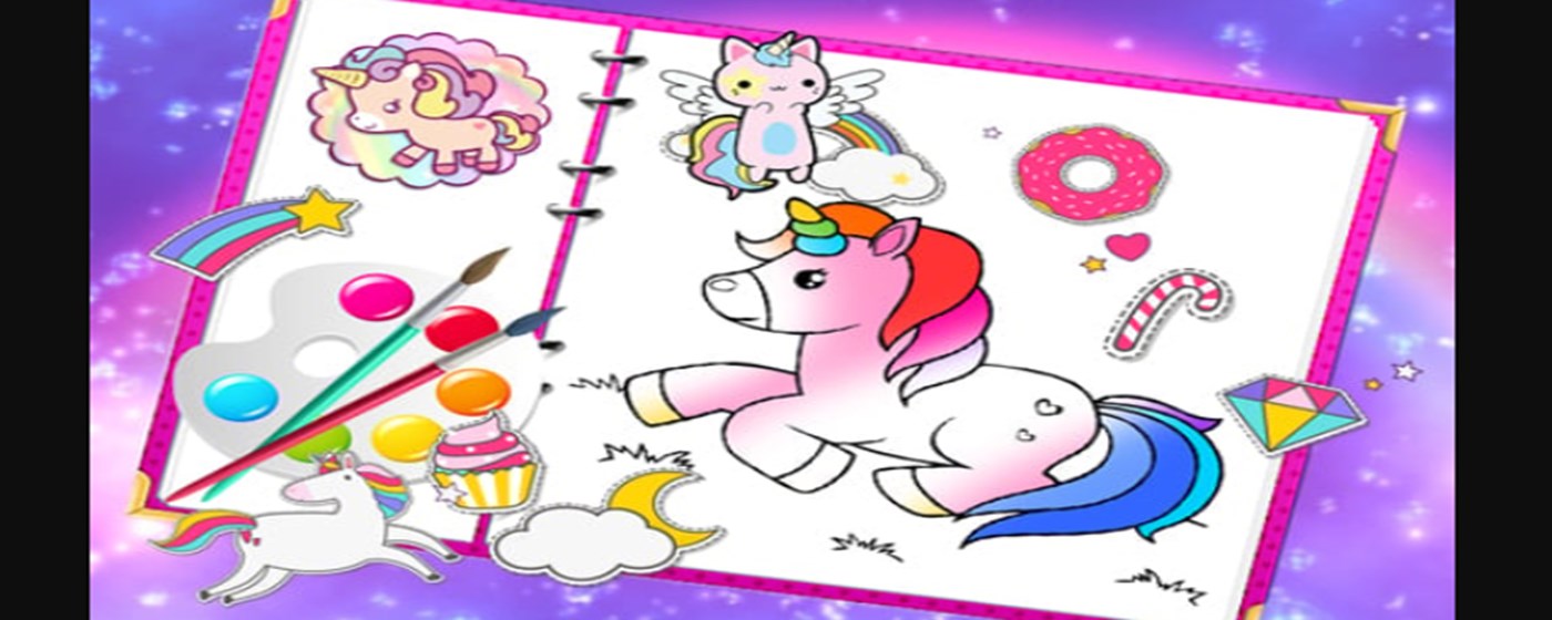Fabulous Cute Unicorn Coloring Book Game marquee promo image
