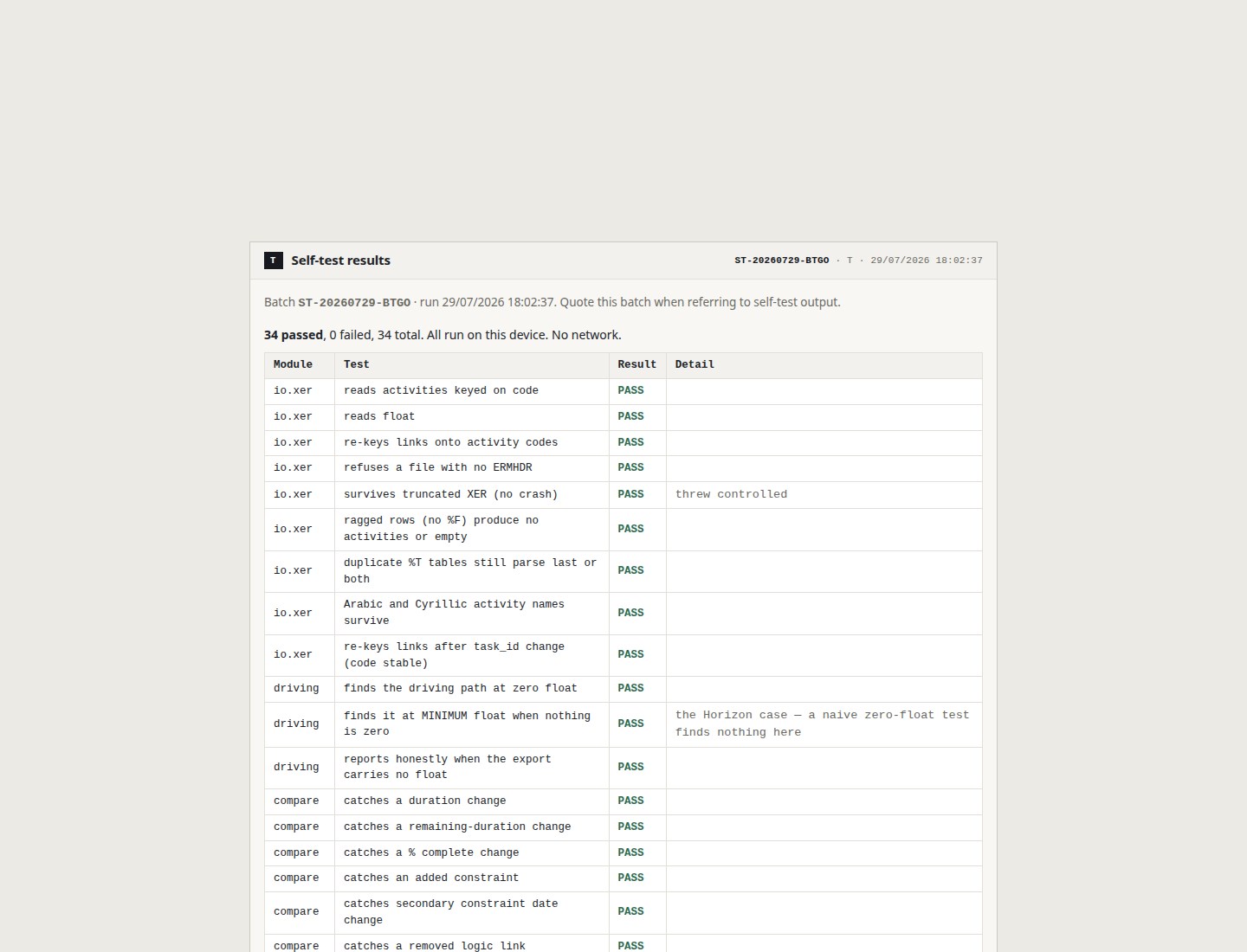 XER CrossCheck screenshot
