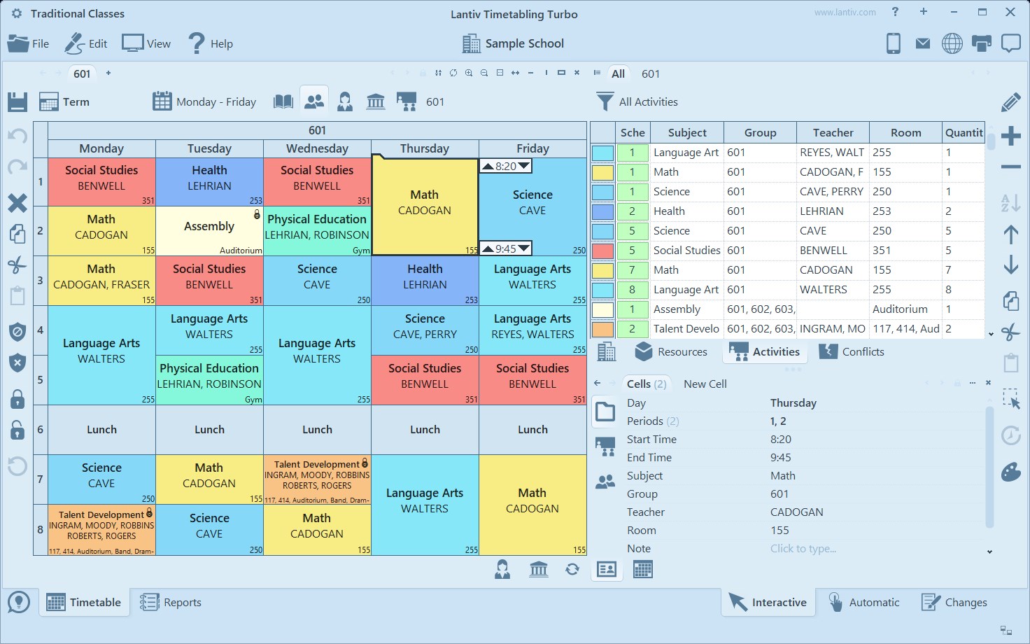 Timetabling Turbo - School scheduling software screenshot