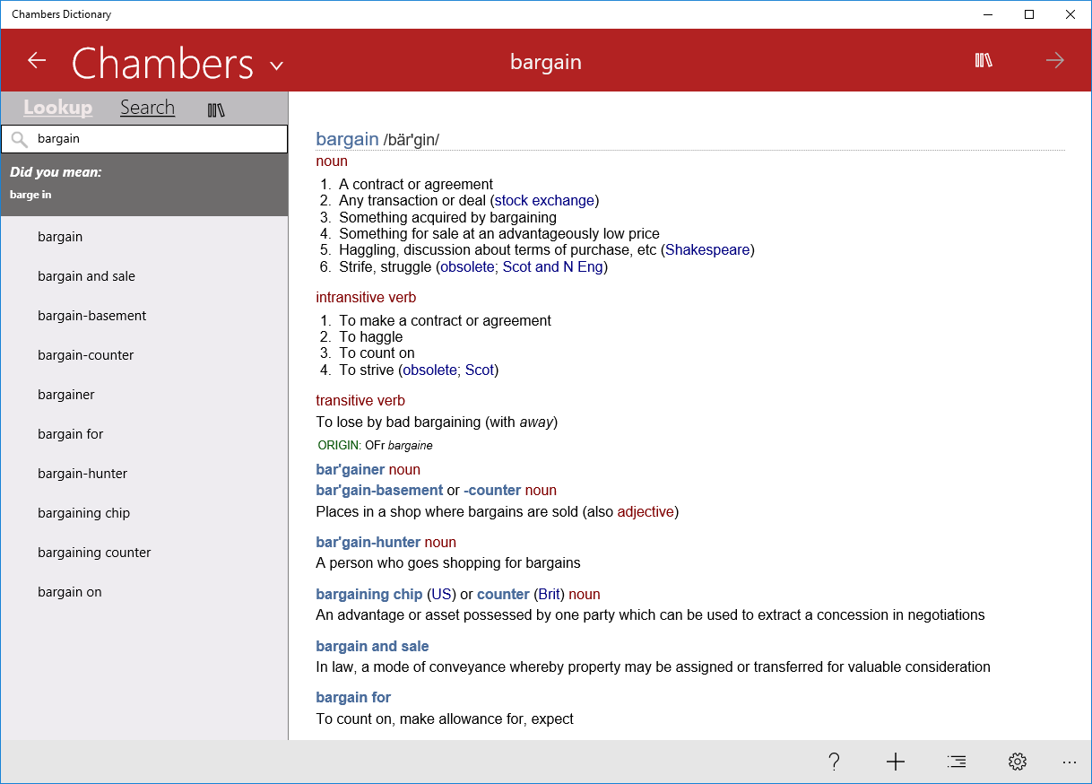 Chambers Dictionary (by WordWeb Software) - (Windows Apps) — AppAgg