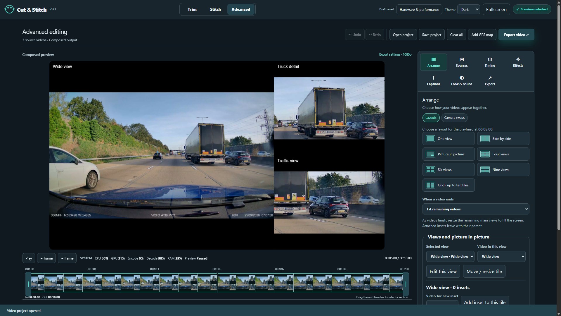 Cut & Stitch Video Editor screenshot
