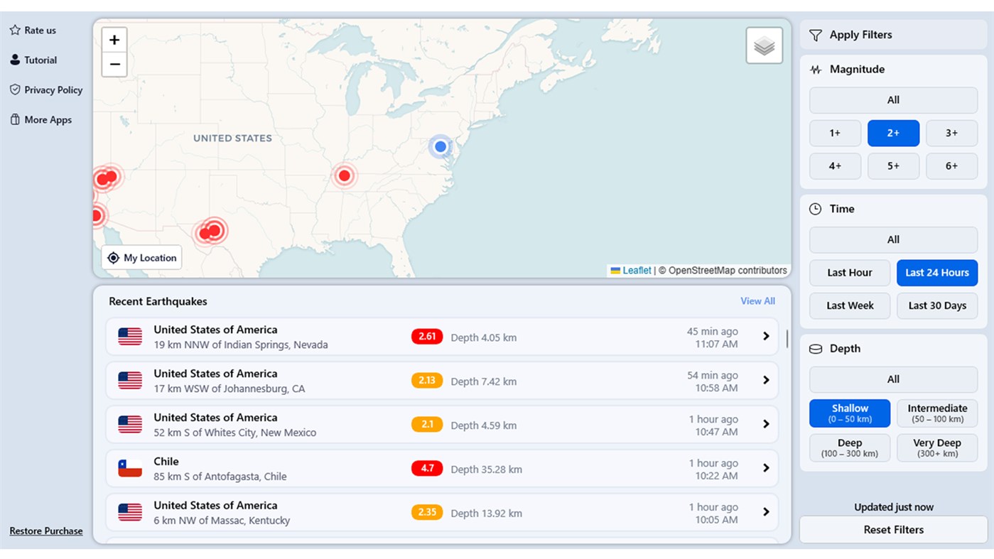 #2. Earthquake Alerts - Earthquake Maps (Windows) By: AI APPS NEUROVISTA