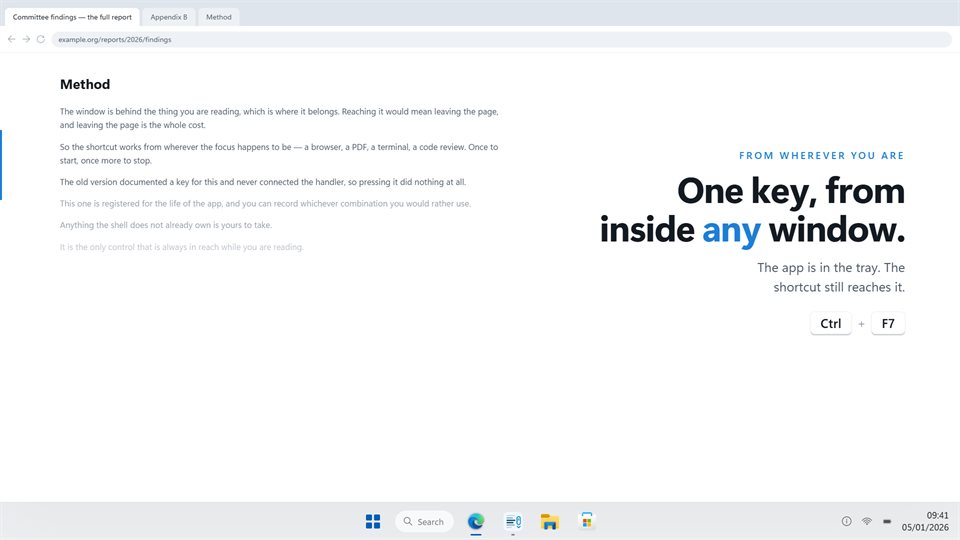 A document being scrolled while the app sits behind it