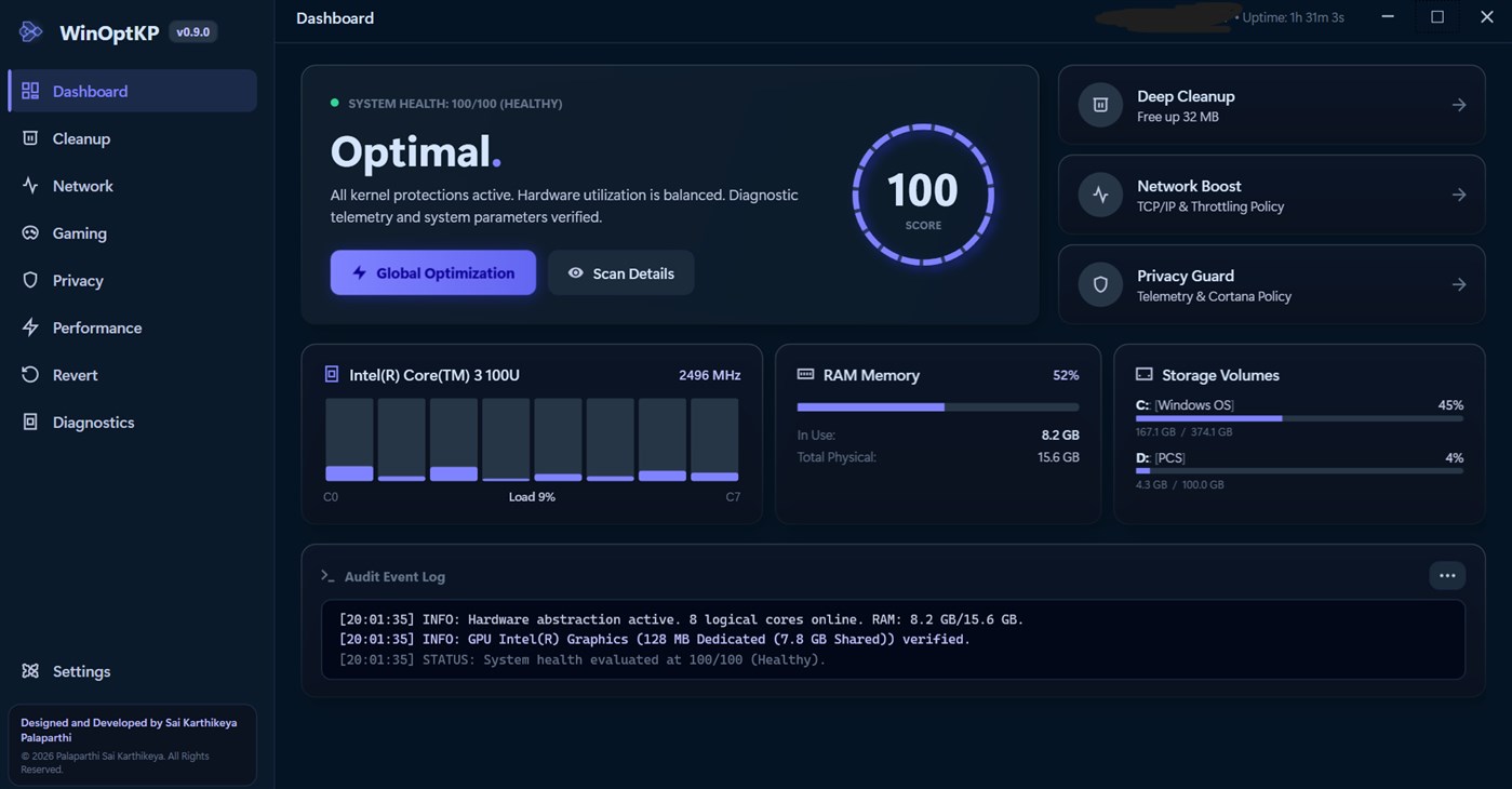 #1. WinOptKP (Windows) di: Sai Karthikeya Palaparthi