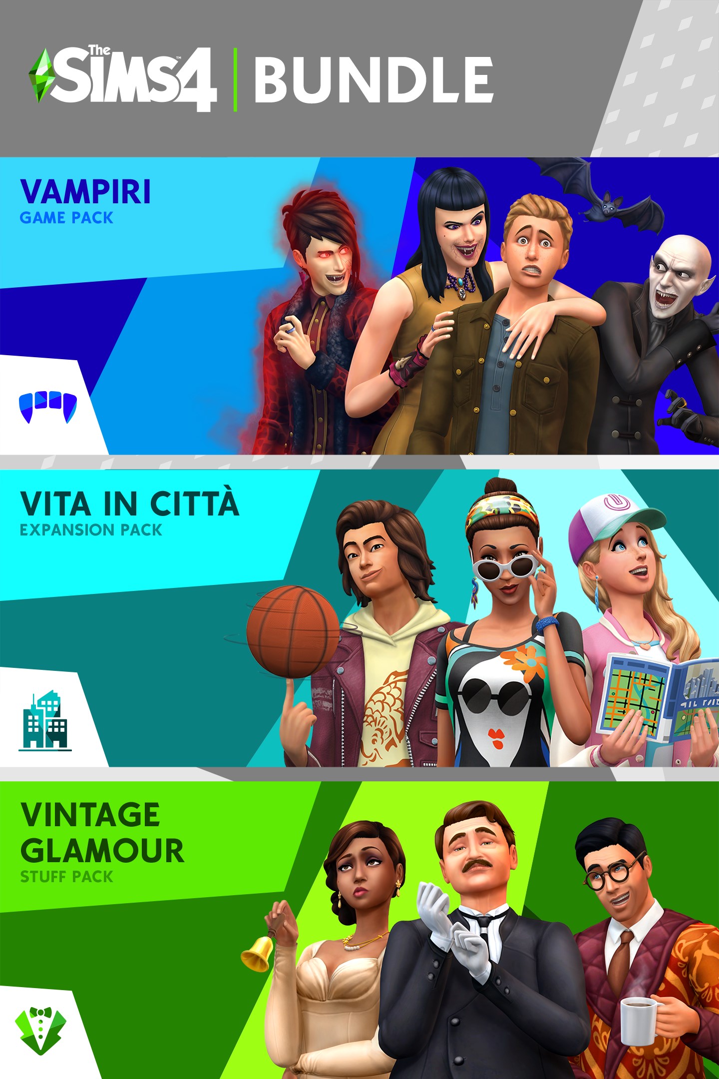 The Sims™ 4 Bundle - City Living, Vampires, Vintage Glamour Stuff | Xbox | Chiave | Privato