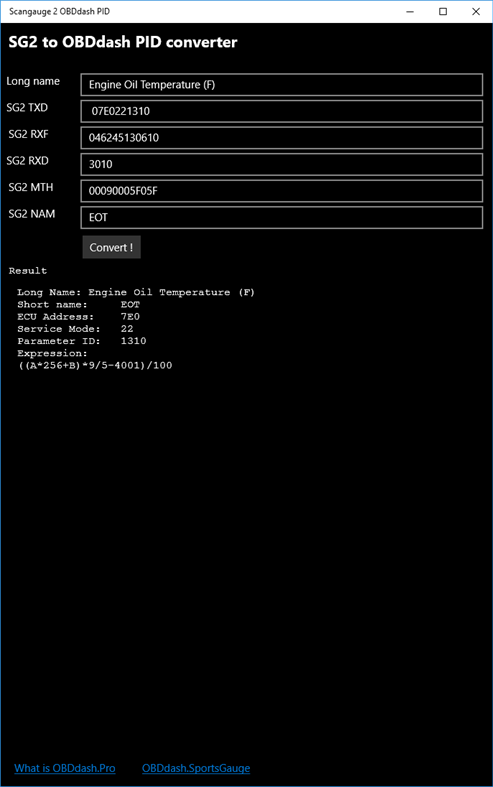 #2. SGII to OBD dash PID (Windows) 由: FredsToolbox
