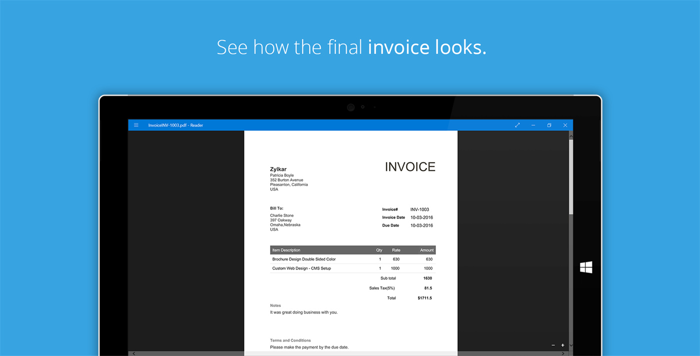#2. Free Invoice Generator (Windows) Göre: Zoho Corp