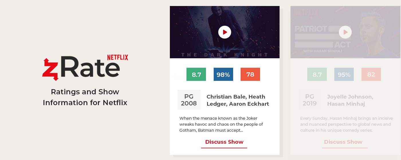 zRate Netflix: IMDB Ratings & Show Info marquee promo image