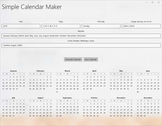 Simple Calendar Maker screenshot 1