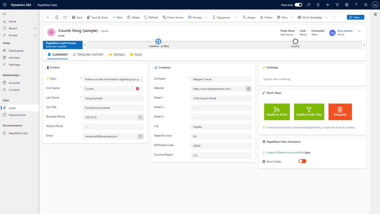 Snapshot 4 of RapidStart Sales for Microsoft Dynamics 365