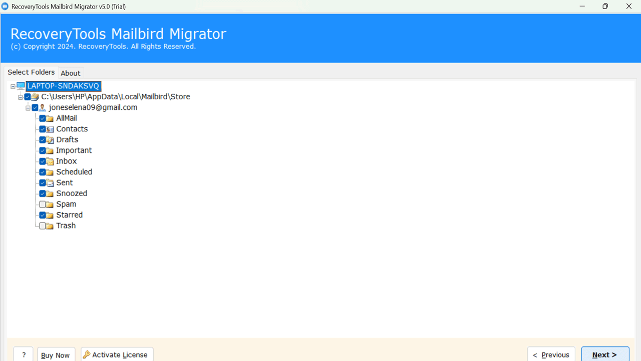 Snapshot 4 of RecoveryTools Mailbird Migrator
