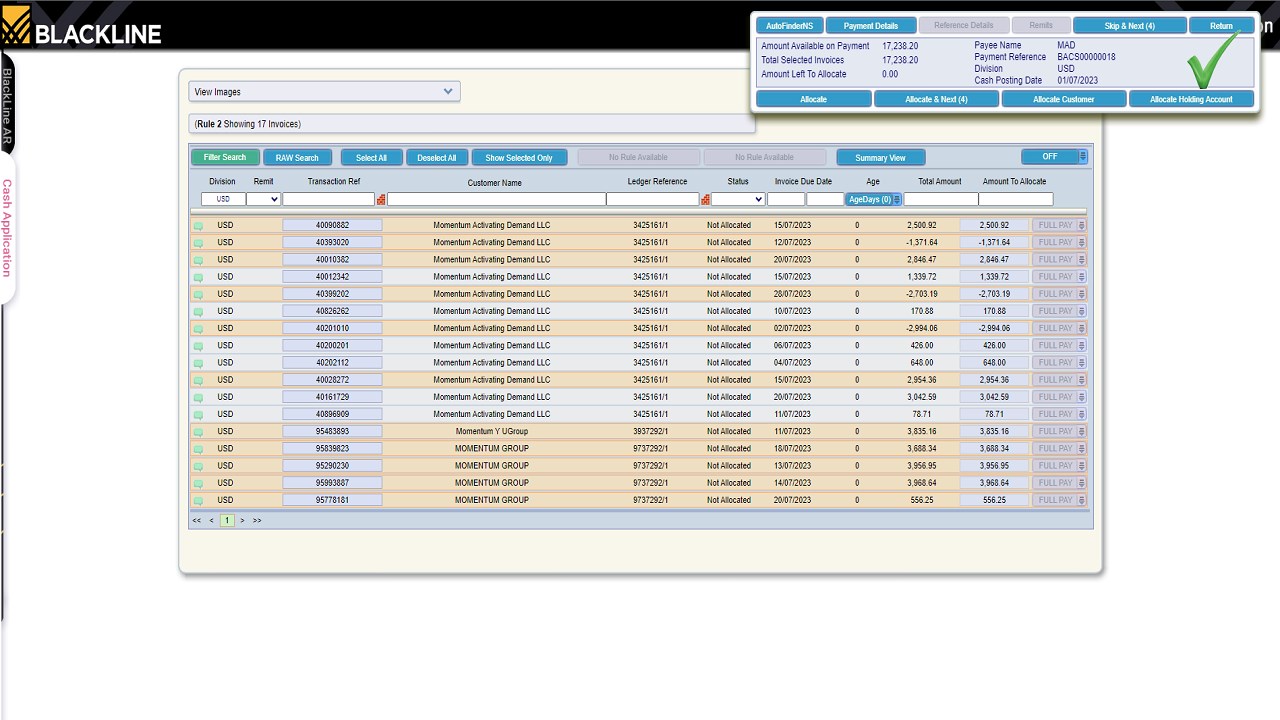 Snapshot 3 of BlackLine Accounts Receivable Connector for Dynamics 365 F&O