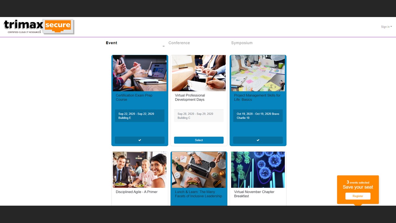 Snapshot 3 of D365 Events Management Portal: 4 Wk Implementation
