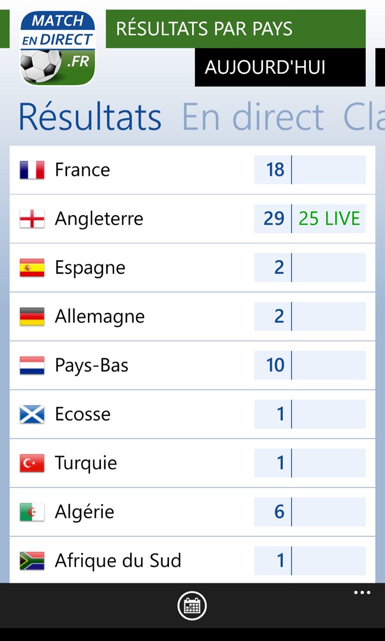 resultat du foot en direct