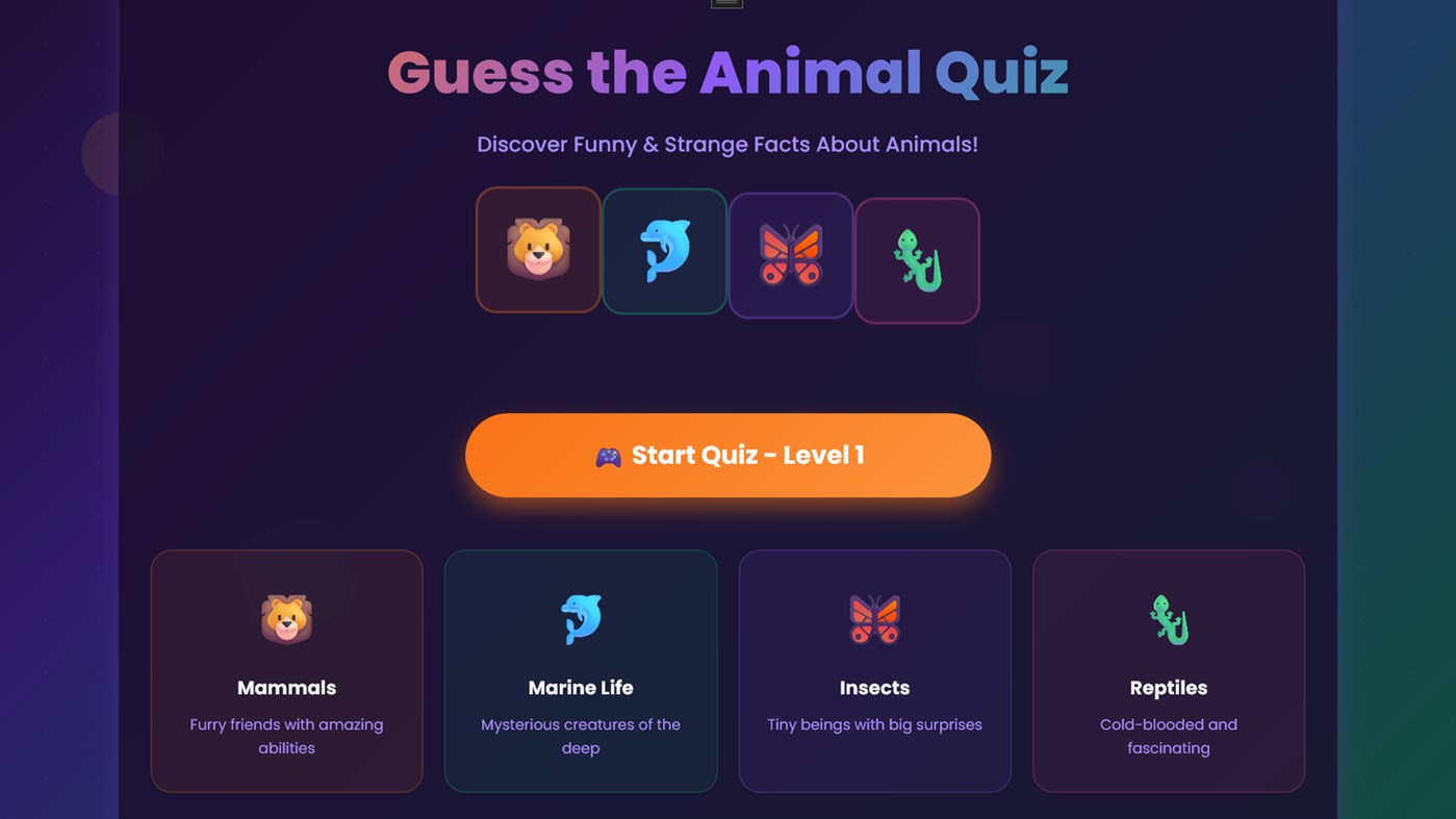 #1. Guess the Animal Quiz (Windows) By: Cowcona