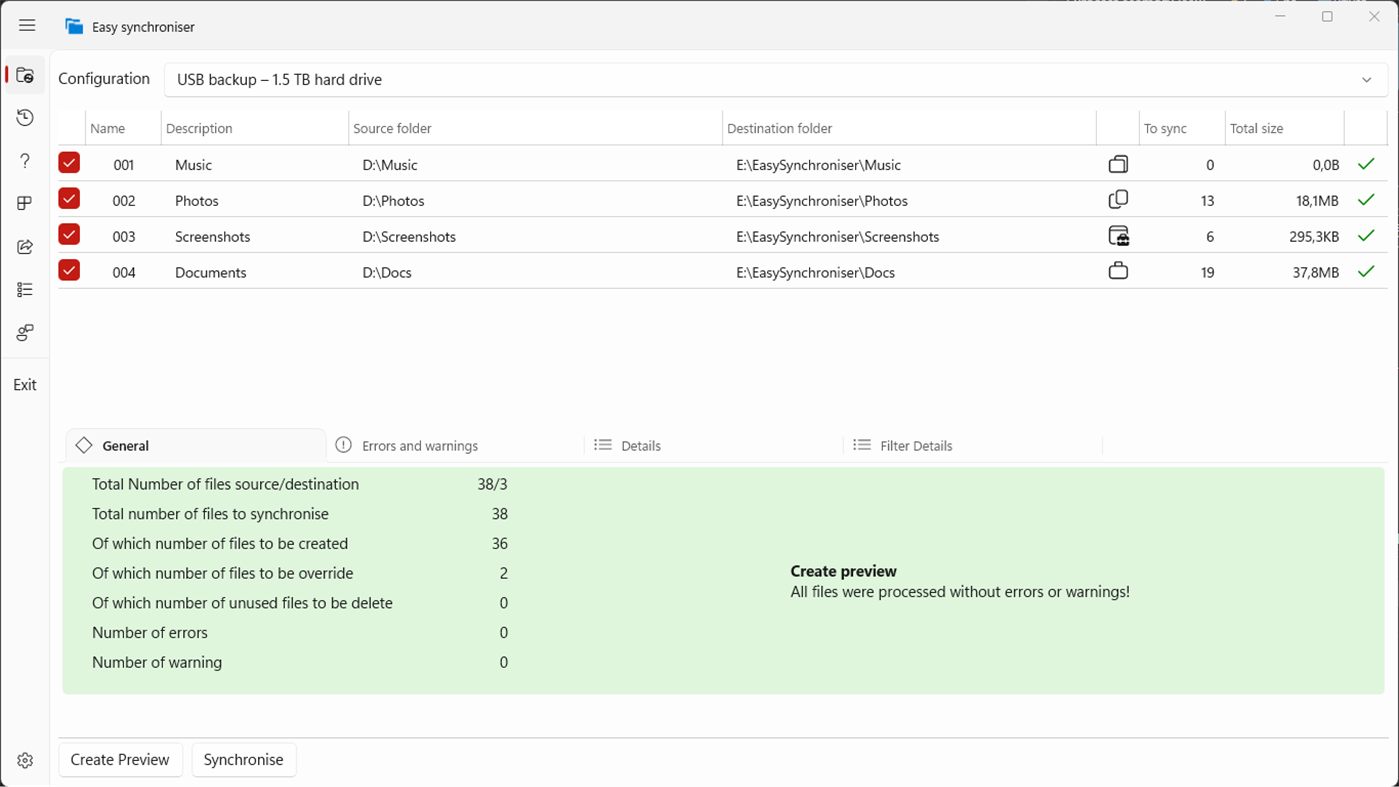 #1. Easy Synchroniser (Windows) 게시자: Piotr Brandt