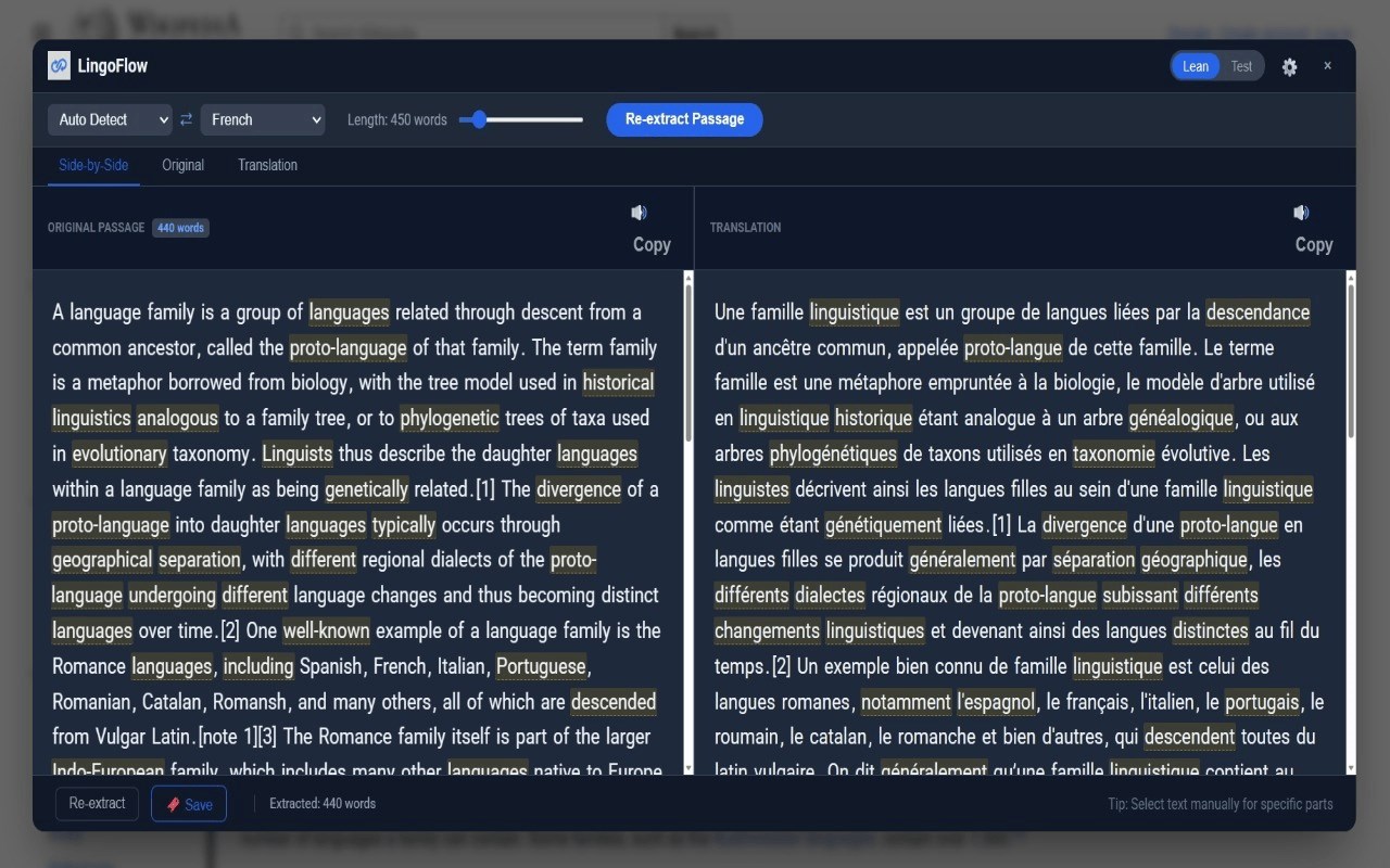 LingoFlow: Exam Passage Translator and Vocab Builder