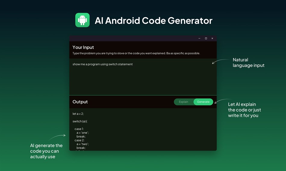 AI Code Generator for Android (Windows) 由: AI Code Tools