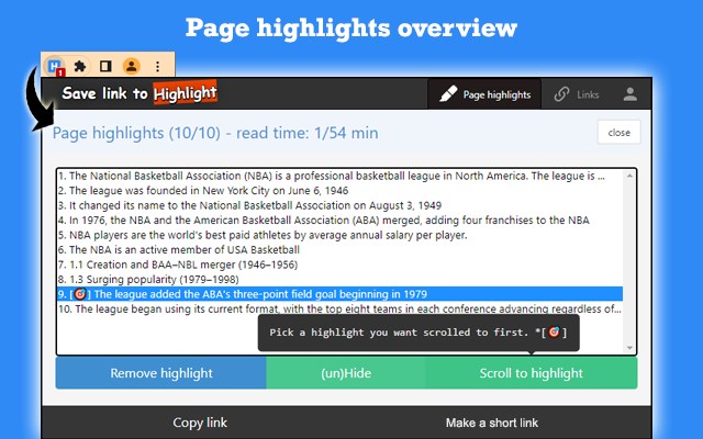 Save Link to Highlight
