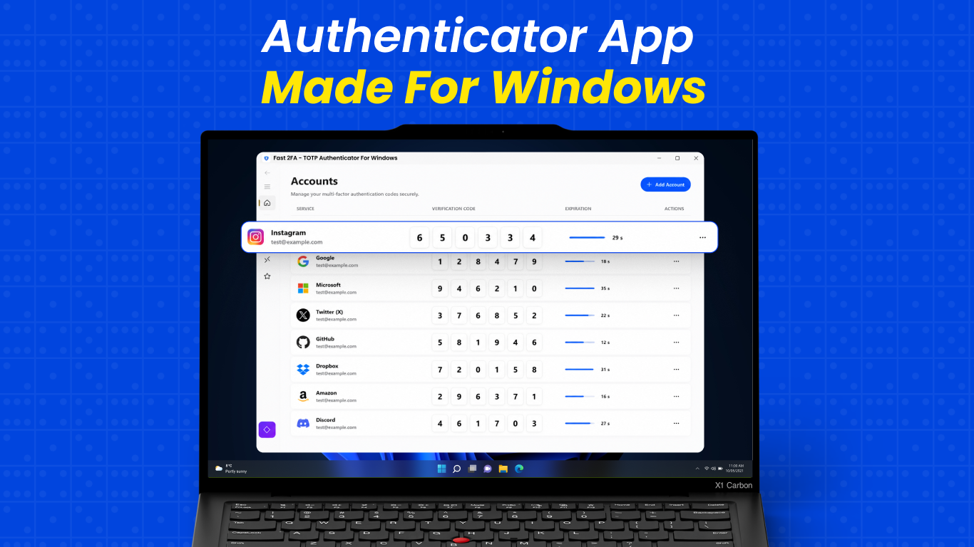 Fast 2FA - TOTP Authenticator For Windows screenshot