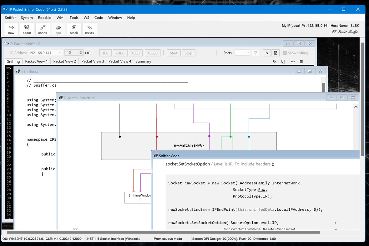 #6. IP Packet Sniffer Code (Windows) By: Million