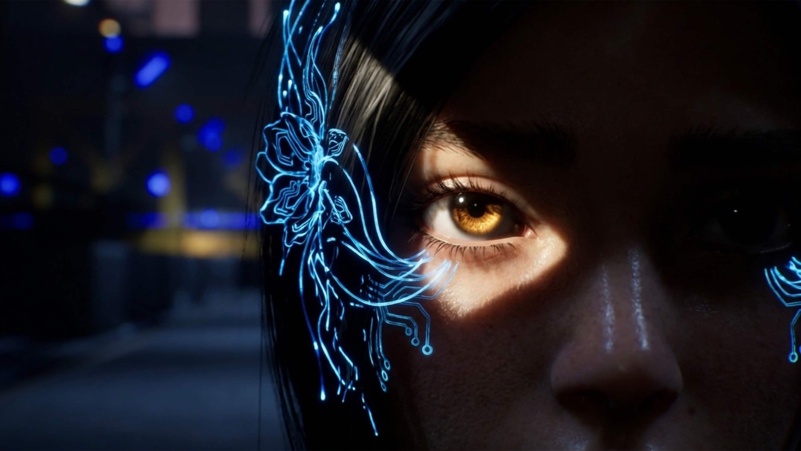 Kay stands armed in the dystopian world of HARDWIRED: Ghost in the Reset