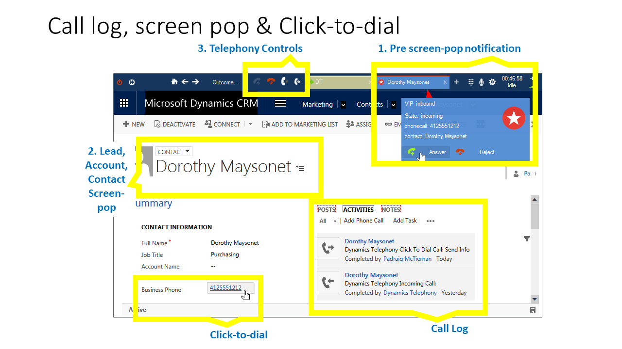 Snapshot 1 of Dynamics Telephony