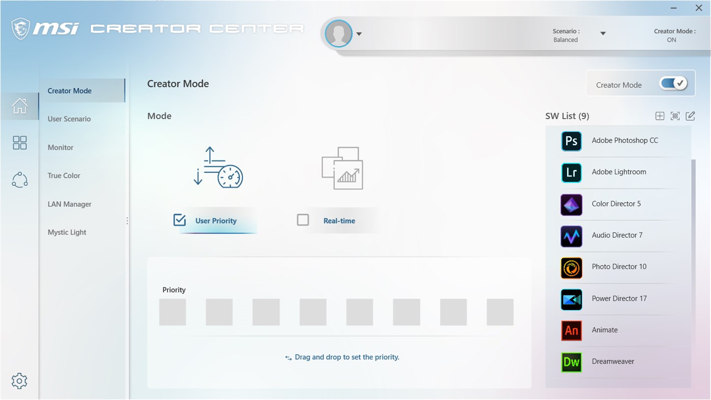 #1. MSI Creator Center (Windows) Podle: MICRO-STAR INTERNATIONAL CO., LTD