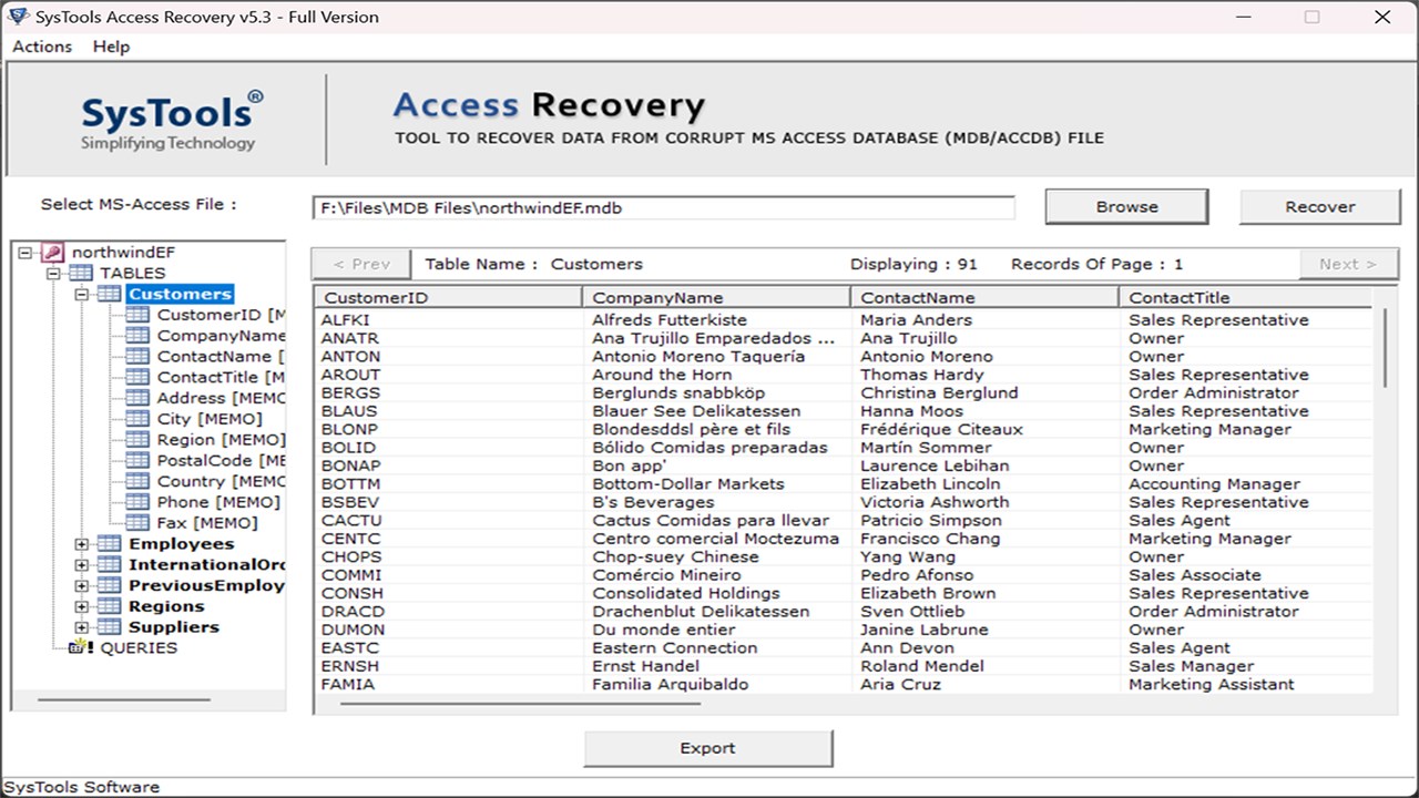 Snapshot 3 of SysTools Access Recovery