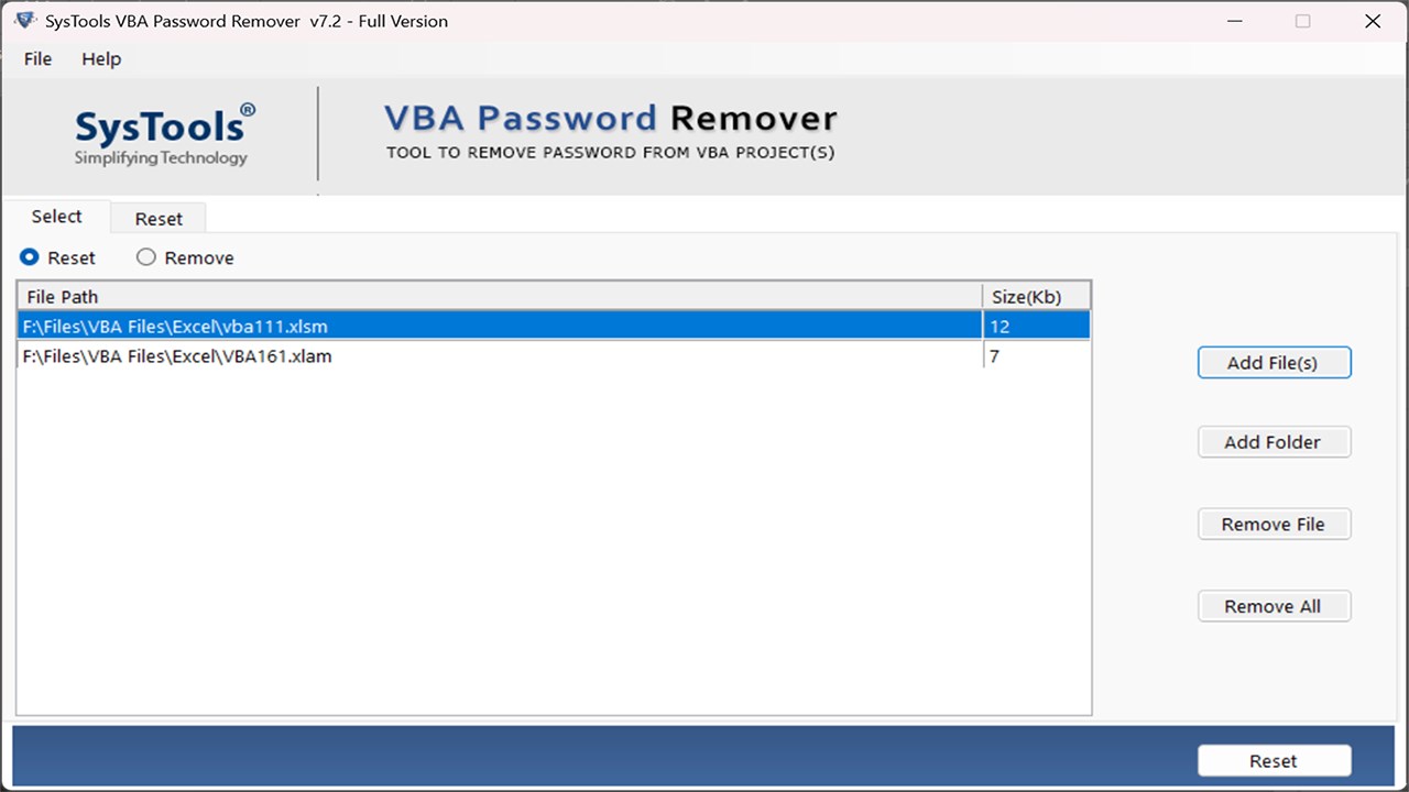 Snapshot 2 of SysTools VBA Password Remover