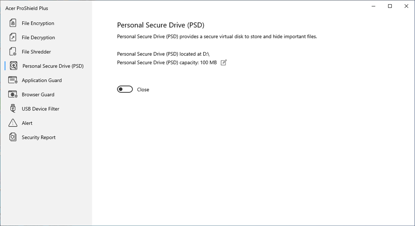 #5. Acer ProShield Plus (Windows) Ved: Insyde Software Corp.