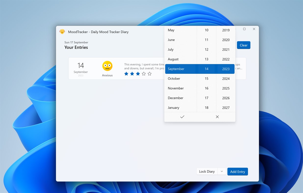#4. Daily Mood Tracker Diary (Windows) De: EvlarSoft LLC