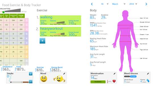 Food Exercise & Body Tracker screenshot 1