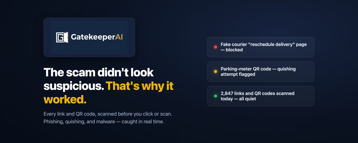 GatekeeperAI: Link, Scam & QR Guard