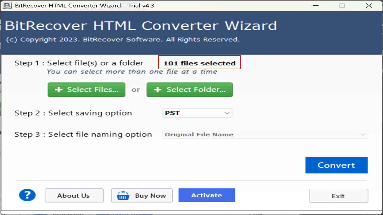 Snapshot 3 of BitRecover HTML Converter