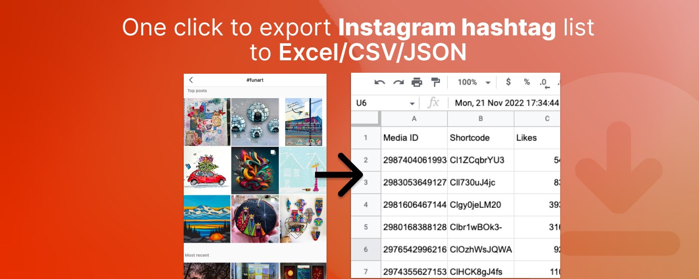 HashFox - Export IG Hashtag marquee promo image