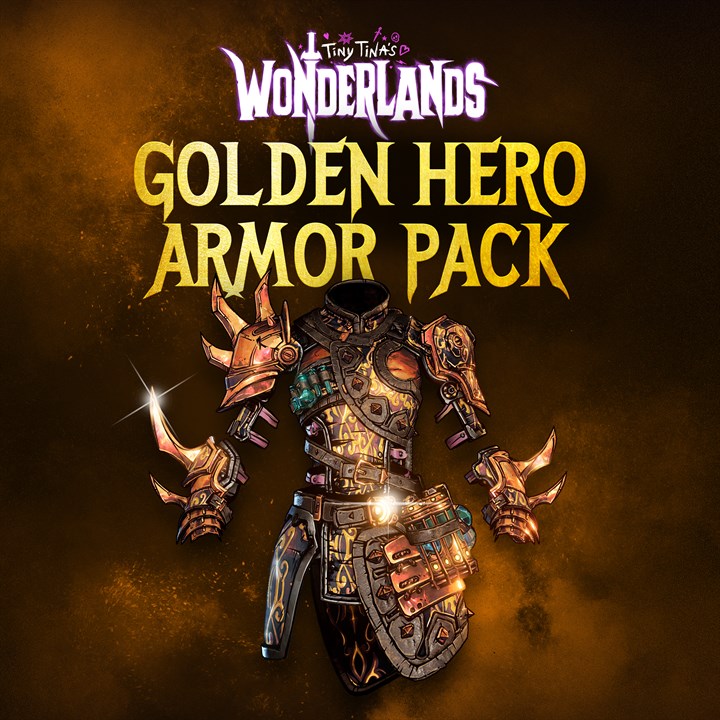 Golden hero. Wonderlands Golden Hero Armor Pack. Tiny Tina’s Wonderlands обложка. Tiny Tina’s Wonderlands вся броня. Хиро 2 золотой.