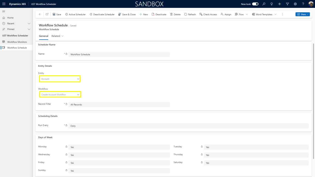 Snapshot 2 of UST Workflow Scheduler for Dynamics 365