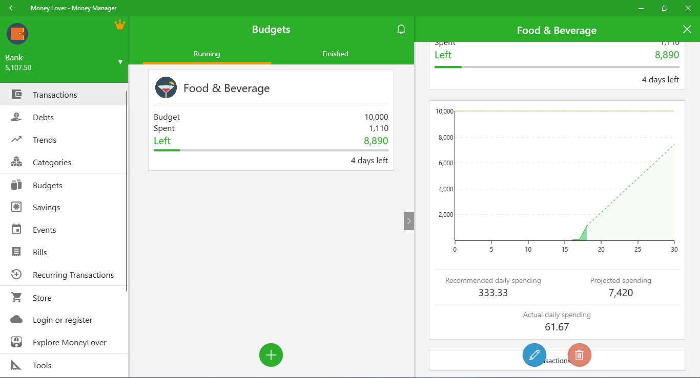 Get Money Lover Money Manager Microsoft Store - predict for budget expense