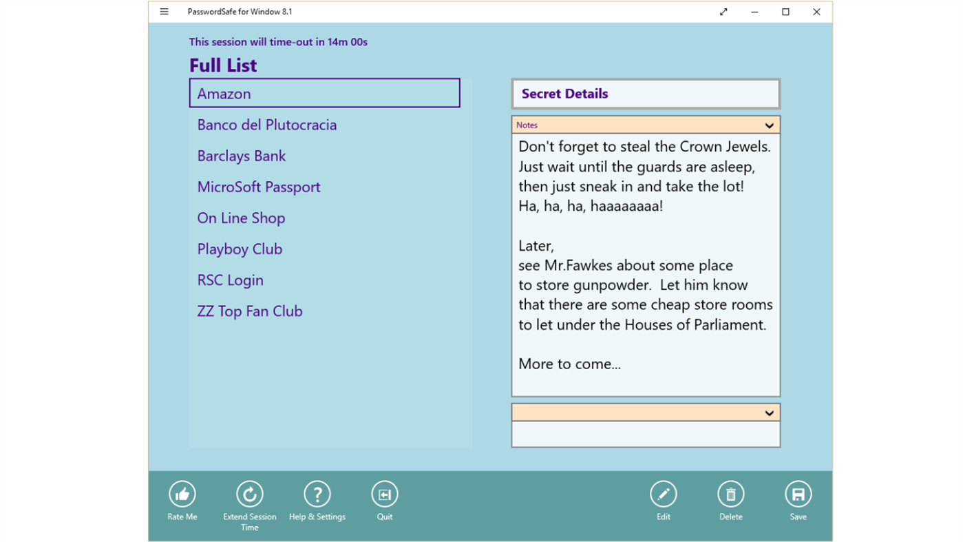 #4. PasswordSafe 8.1 (Windows) 由: MoonScape Software